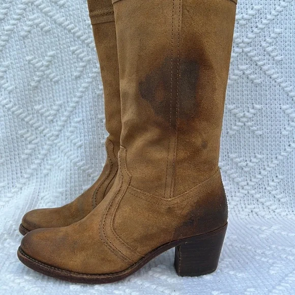 Women’s Frye Jane Stitch Oiled Suede Leather Boots sz 8 - Picture 7 of 14